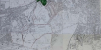 Maryon Park,1916.The Maryon-Wilson Estate is shown outlined in red.